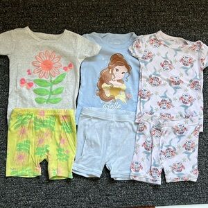 3pk short sleeve and shorts pjs set 3T